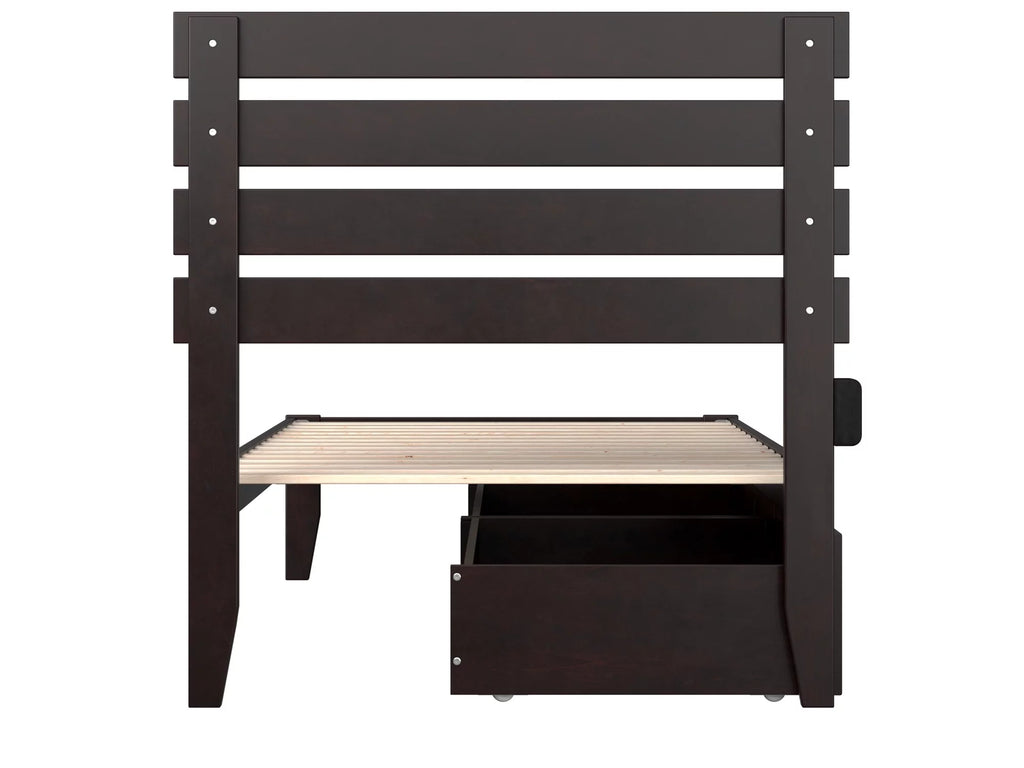 Twin XL Wood Platform Bed Frame with 2 Storage Drawers D738238