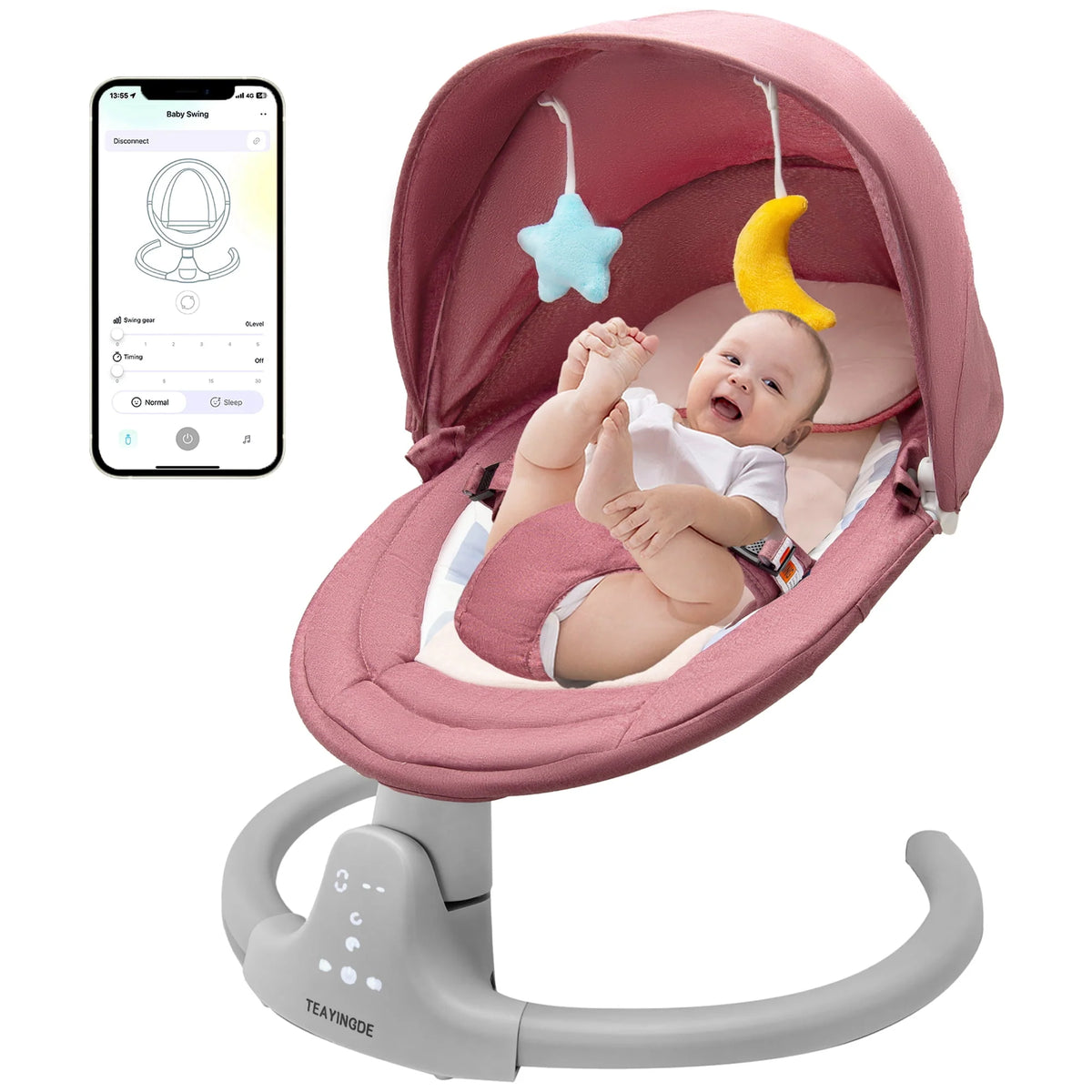 Baby Swing for Infants, 5 Speed Settings, 10 Lullabies, Pink I740