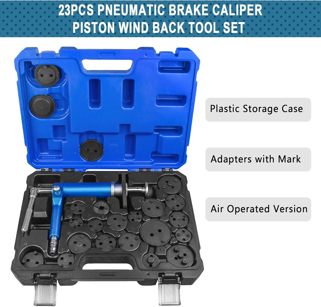 23PCS Pneumatic Brake Caliper Wind Back Tool Kit with Adapters X990