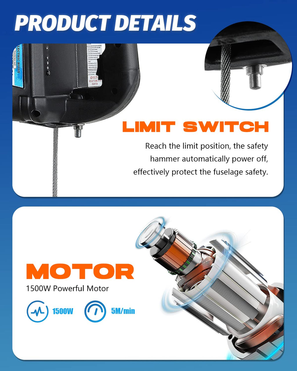 3 in 1 Electric Hoist Winch 220lb, 16ft/min, 82ft Portable Power Electric Lift with Sling Strap R84671
