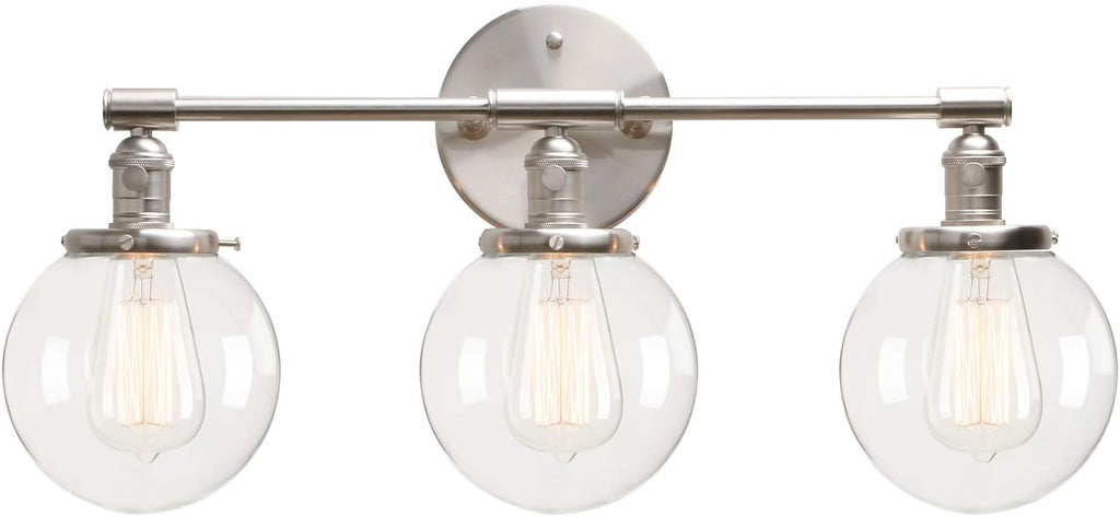 Black 3 Light Wall Sconce Light Fixture with Round Glass Canopy O7169