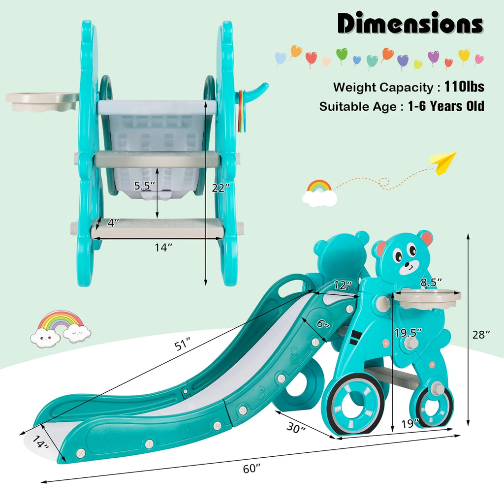Foldable Baby Slide Toddler Climber PlaySet Pink S3281