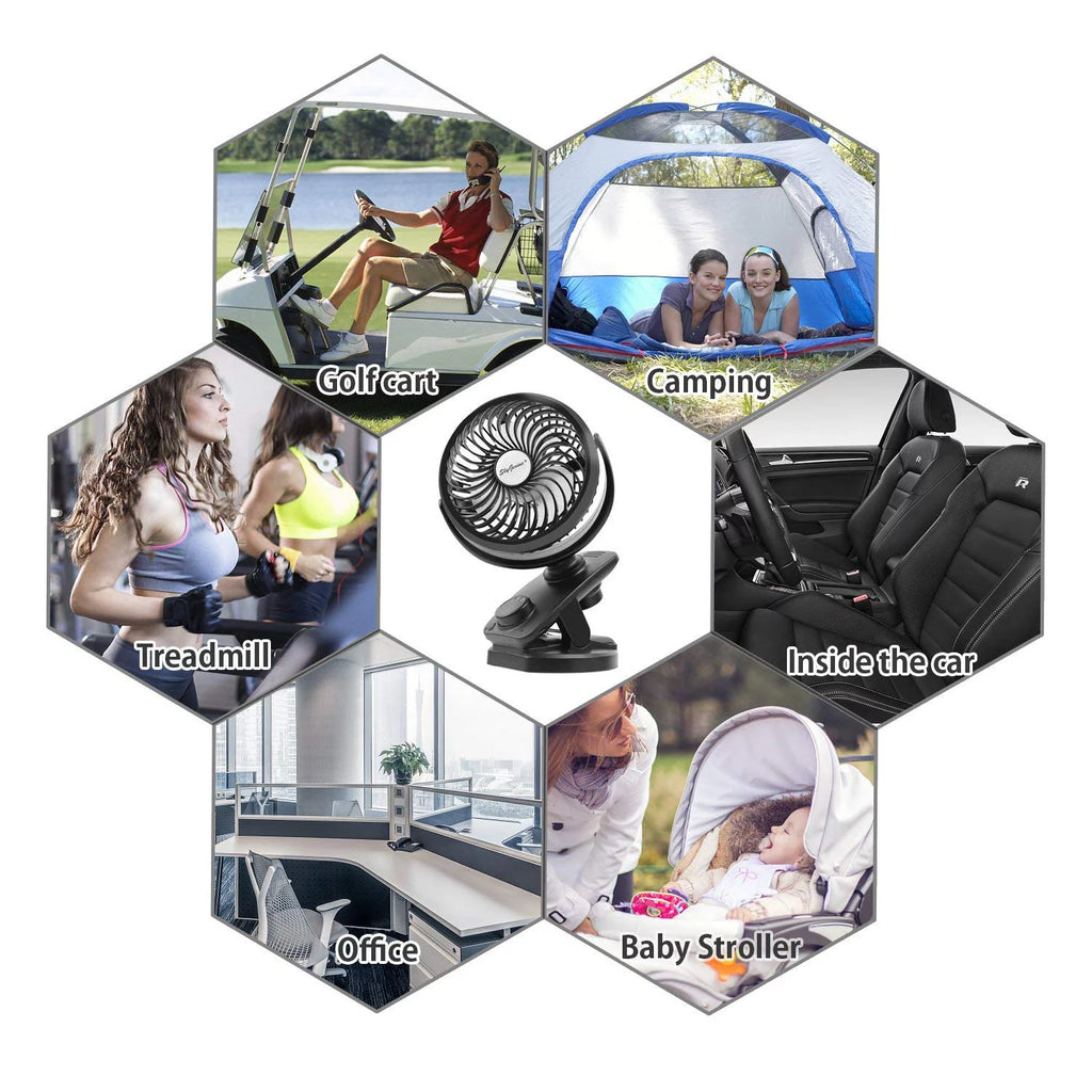Portable Mini Fan Clip on Desk Fan USB Rechargeable D2211