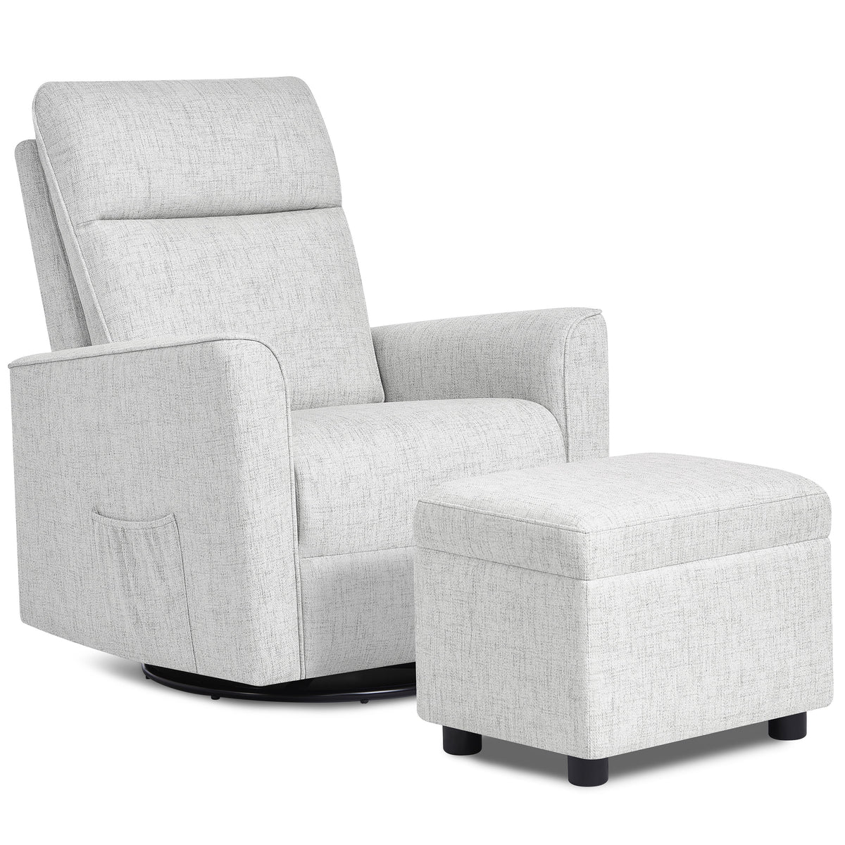 Fog Grey Swivel Glider with Ottoman L407