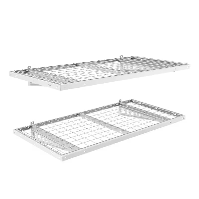Heavy Duty Wall Shelf with Brackets in White O8341