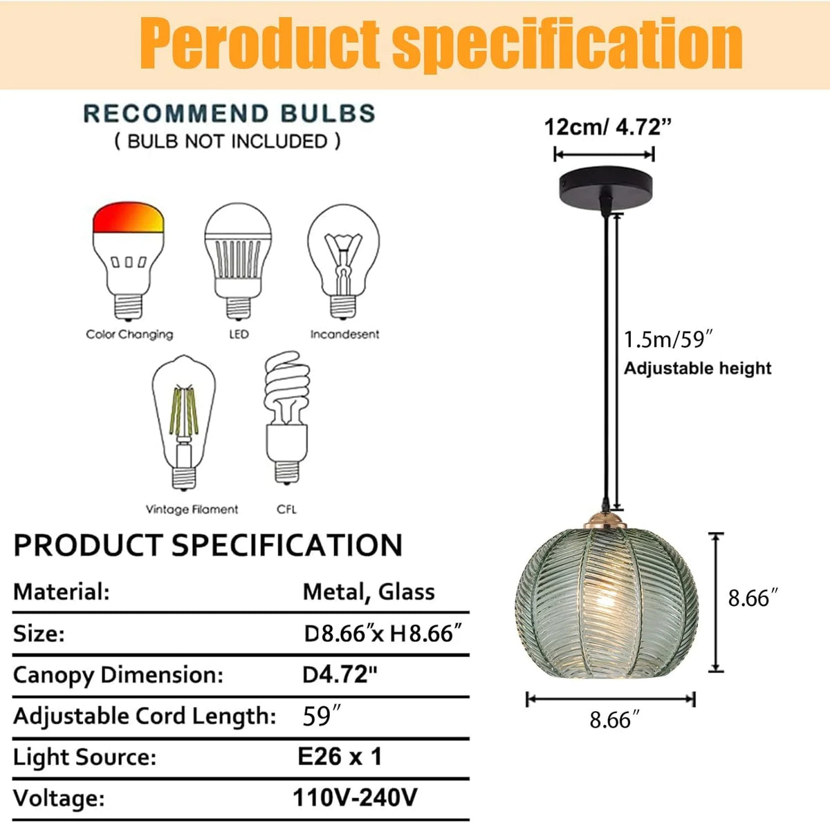 Green Glass Pendant Light Fixtures 2-Pack J89322
