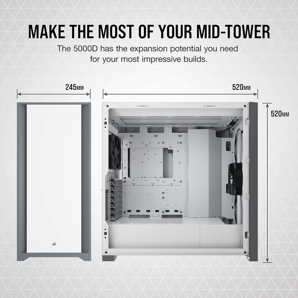 White Tempered Glass Mid-Tower ATX PC Case L613