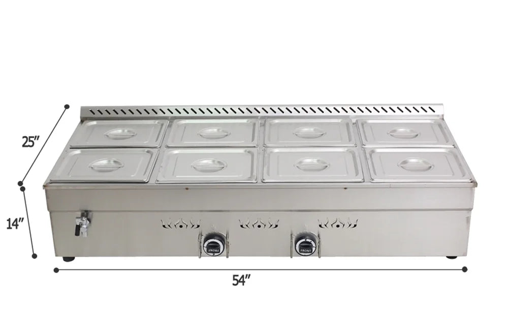 8-Pan LP Gas Food Warmer Propane Kitchen Steam Table M912837