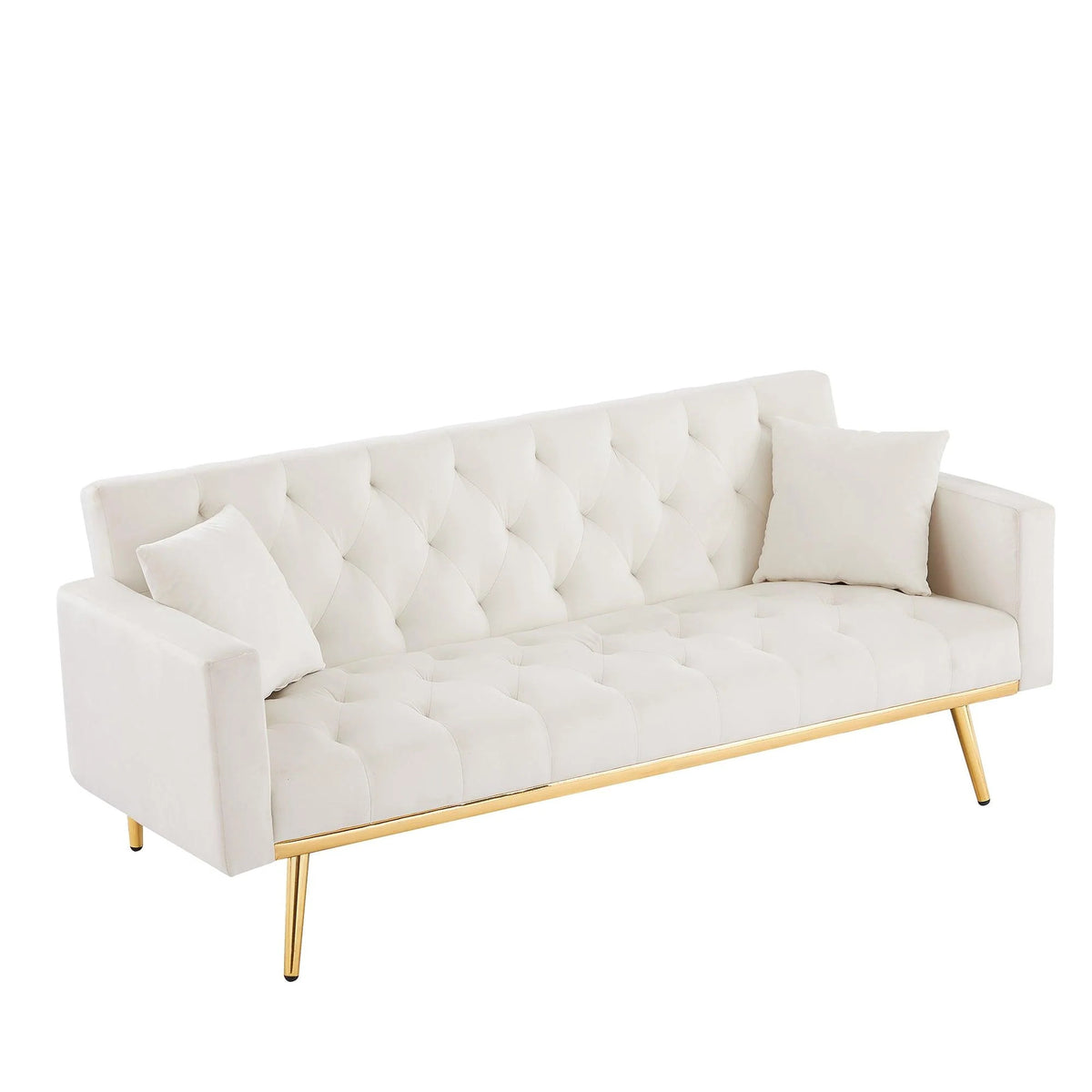 Cream White Convertible Folding Futon Sofa Bed F50678