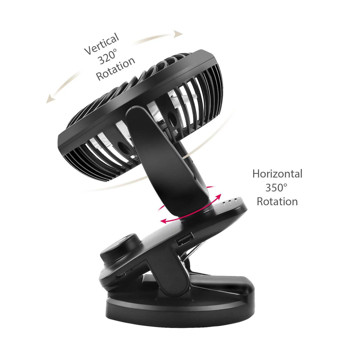 Portable Mini Fan Clip on Desk Fan USB Rechargeable D2211