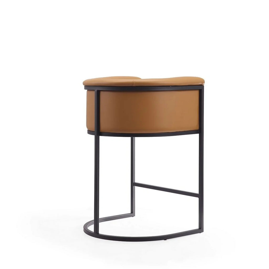 Camel and Black Metal Counter Height Bar Stool Set of 2 Q15741