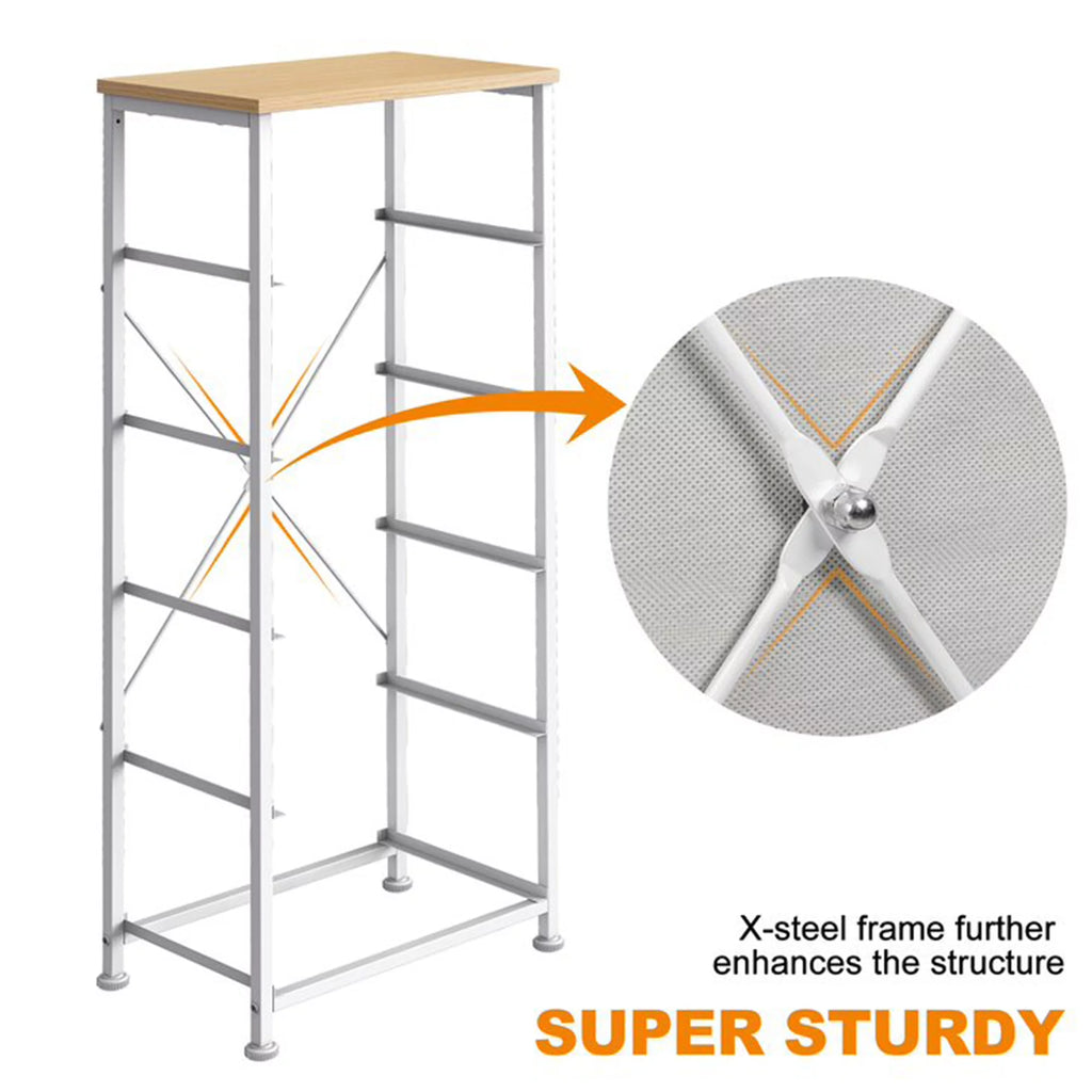 Narrow Metal Tower Dresser with 5 Fabric Drawer Bins B878