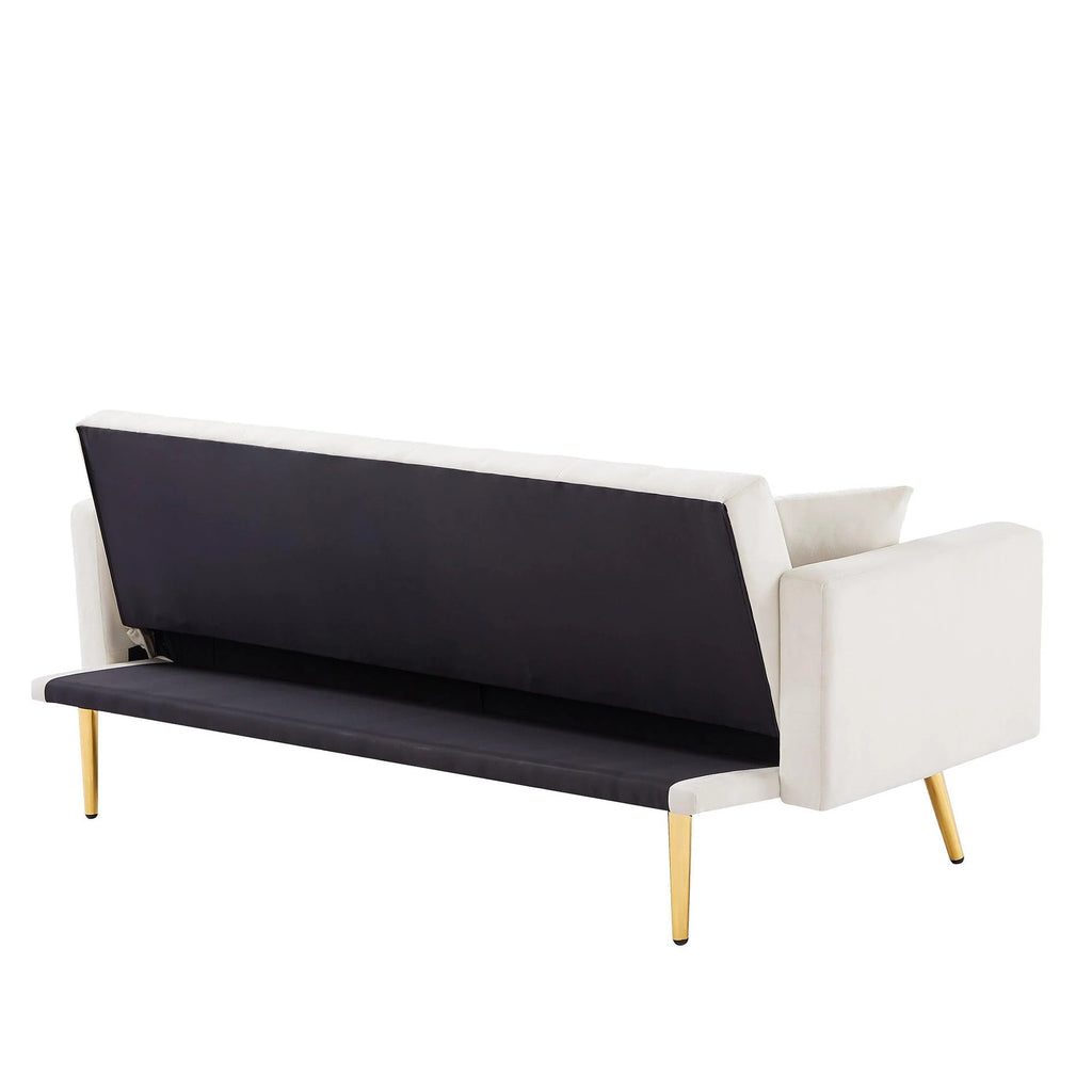 Cream White Convertible Folding Futon Sofa Bed F50678