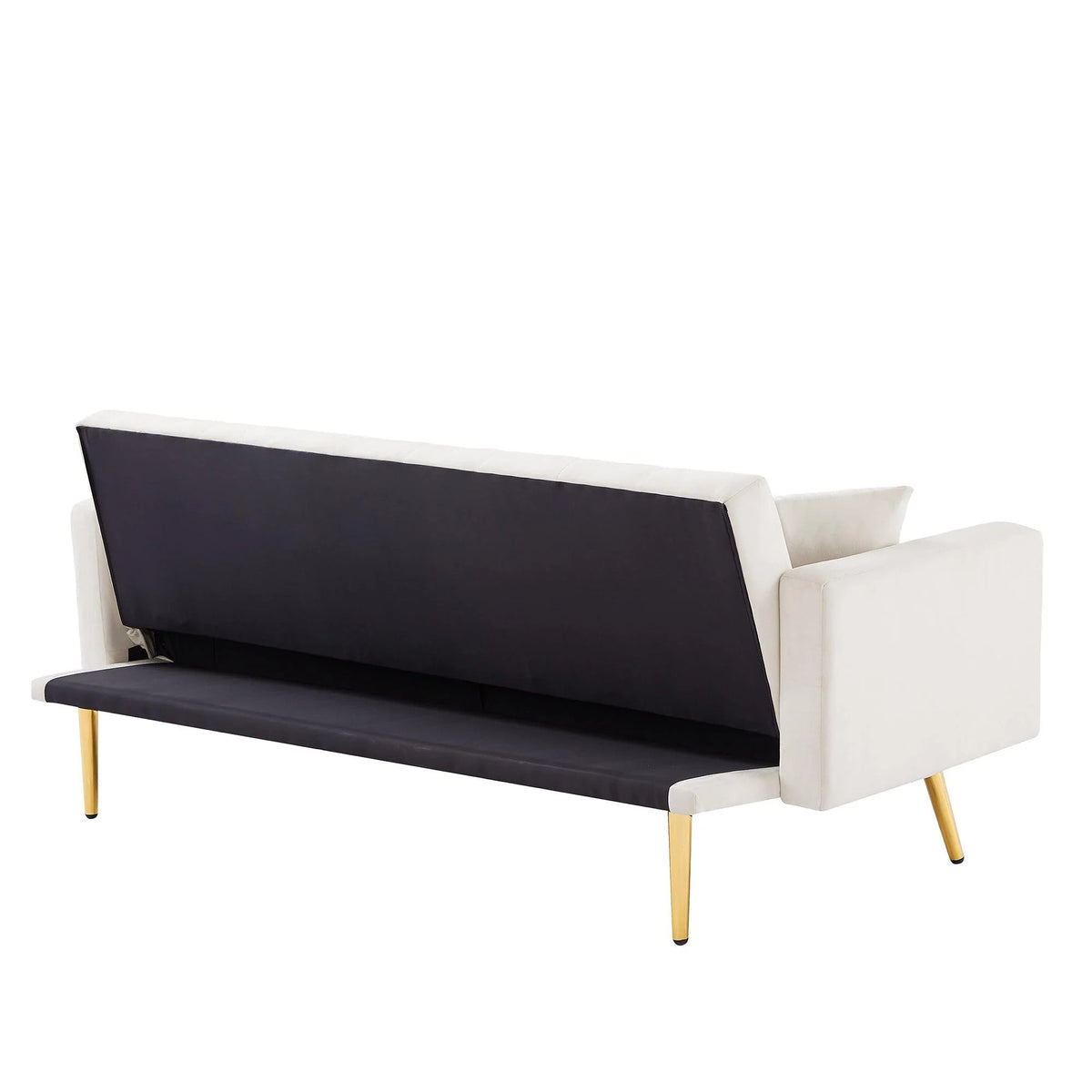 Cream White Convertible Folding Futon Sofa Bed F50678