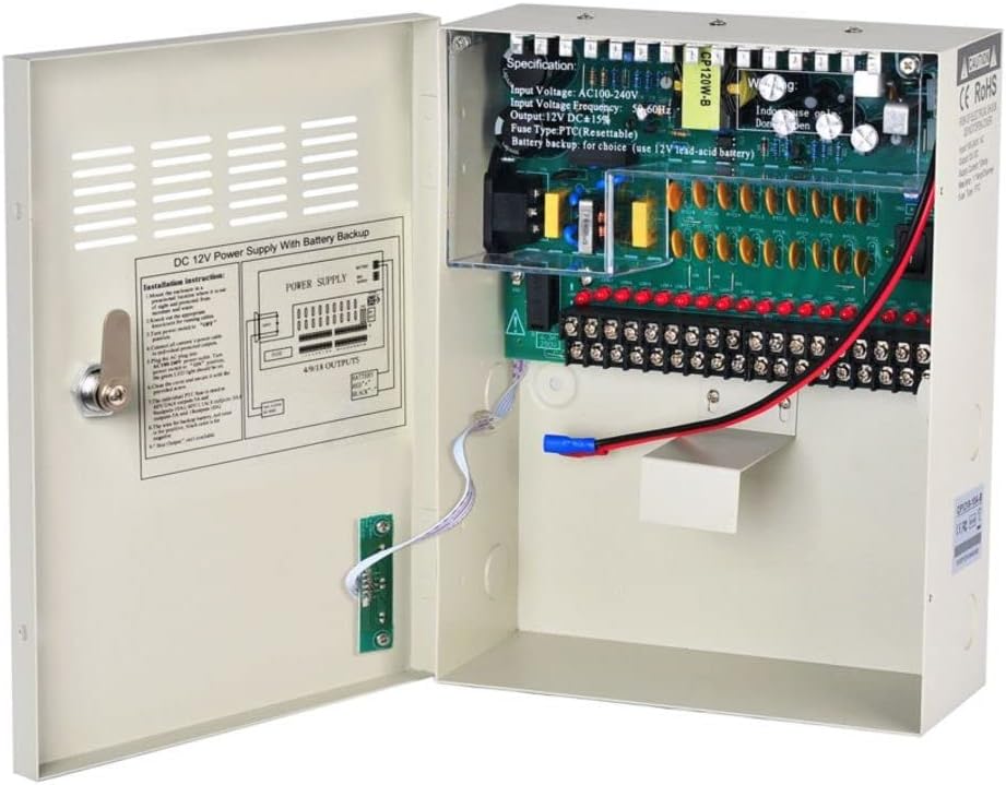 18 Channel 12V 10Amp DC Metal Boxed Cabinet Regulated UPS Power Supply Unit Pack of 2 E905