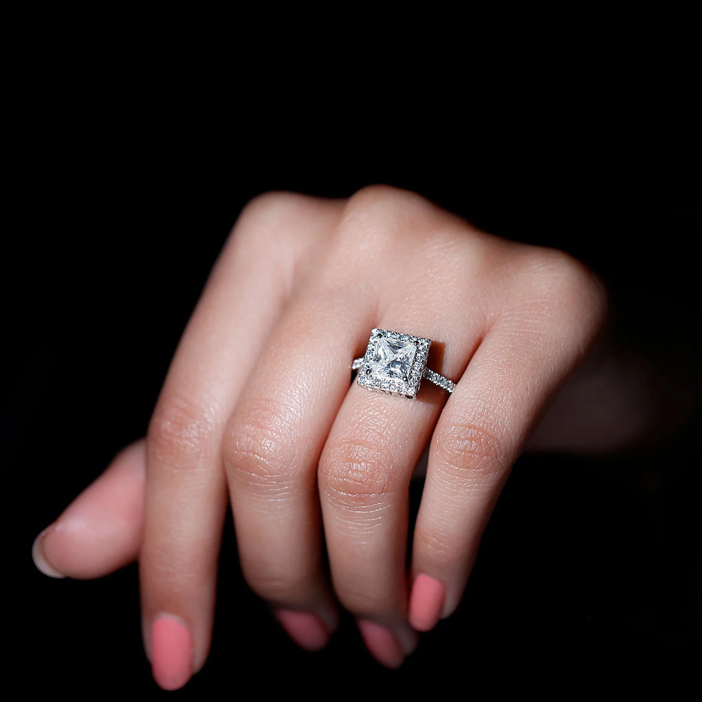 14K White Gold Moissanite Engagement Ring US 9.00 R198652