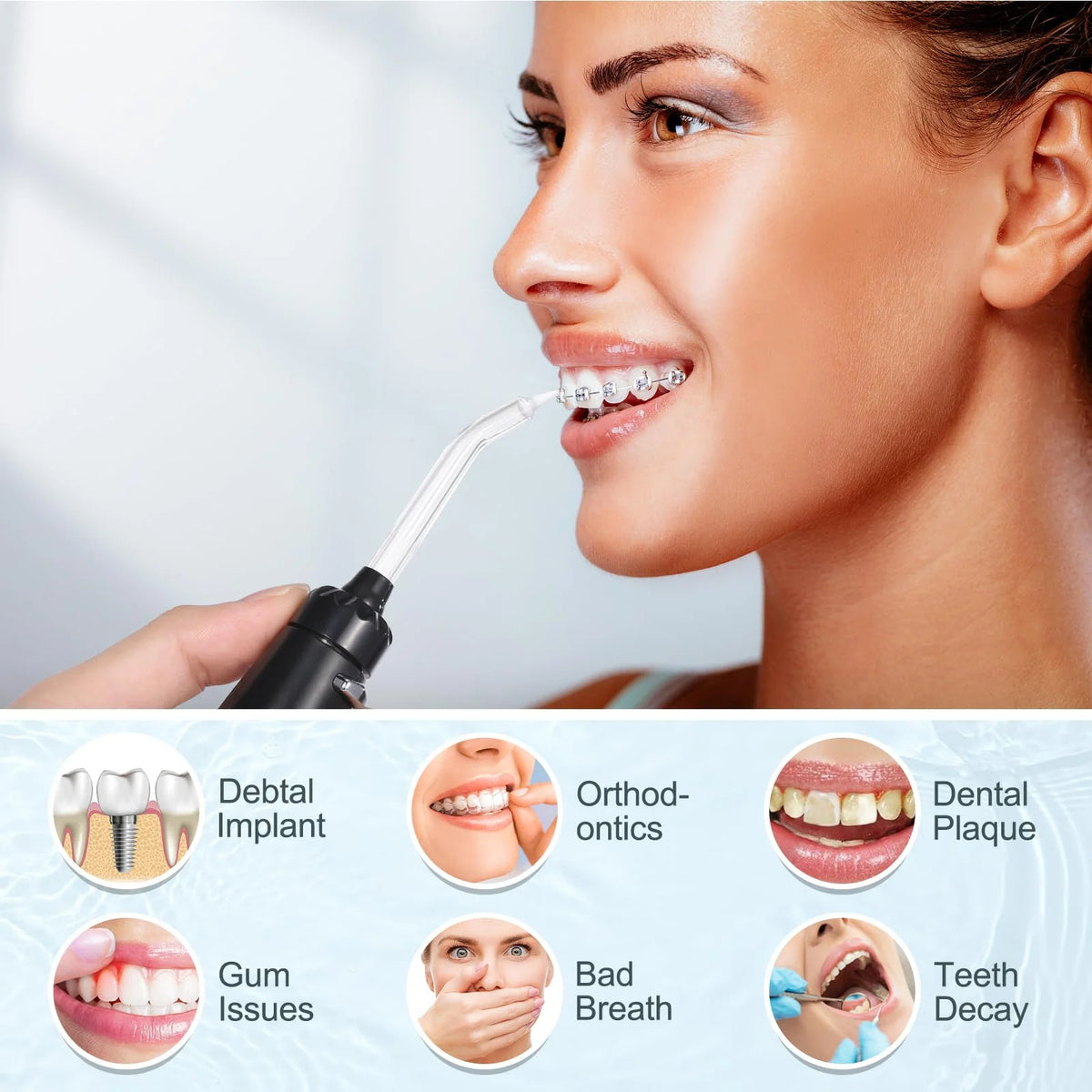 Water Flosser Oral Irrigator with 10 Pressures & 8 Tips, 600ml E776