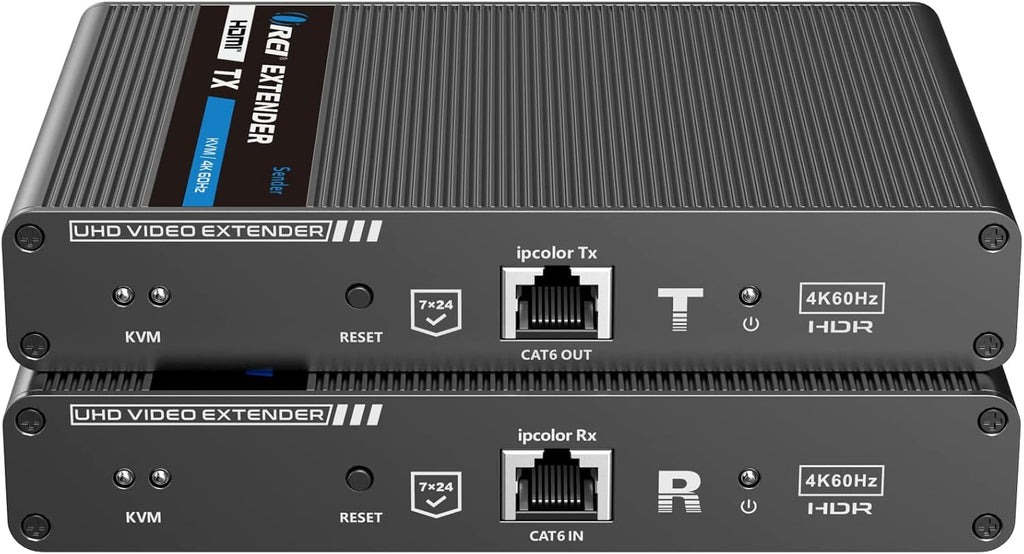 4K KVM HDMI Extender Over LAN Single CAT5e/CAT6A/CAT7 Cable Uncompressed 4K @ 60Hz Up to 230 Ft 4:4:4 Remote Keyboard Mouse USB Control Digital Full HD Z362913