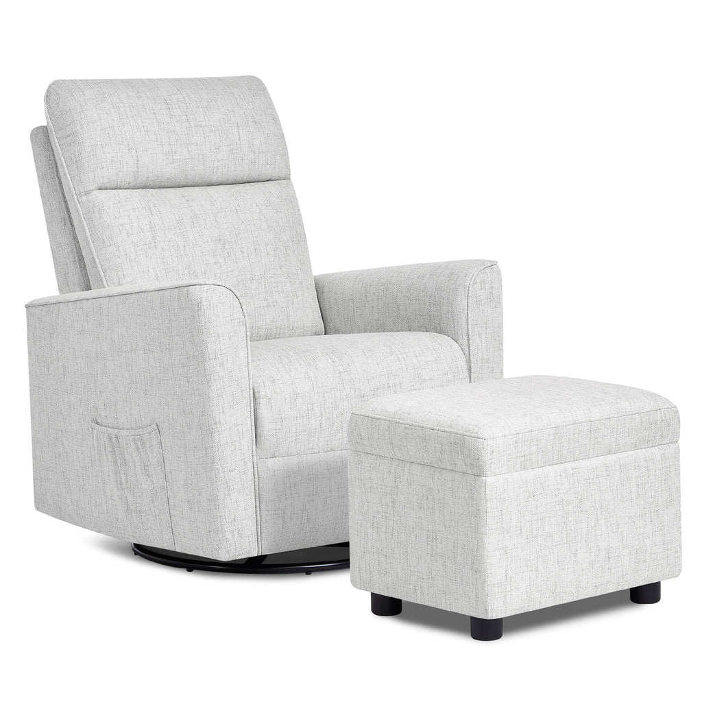 Fog Grey Swivel Glider with Ottoman L407