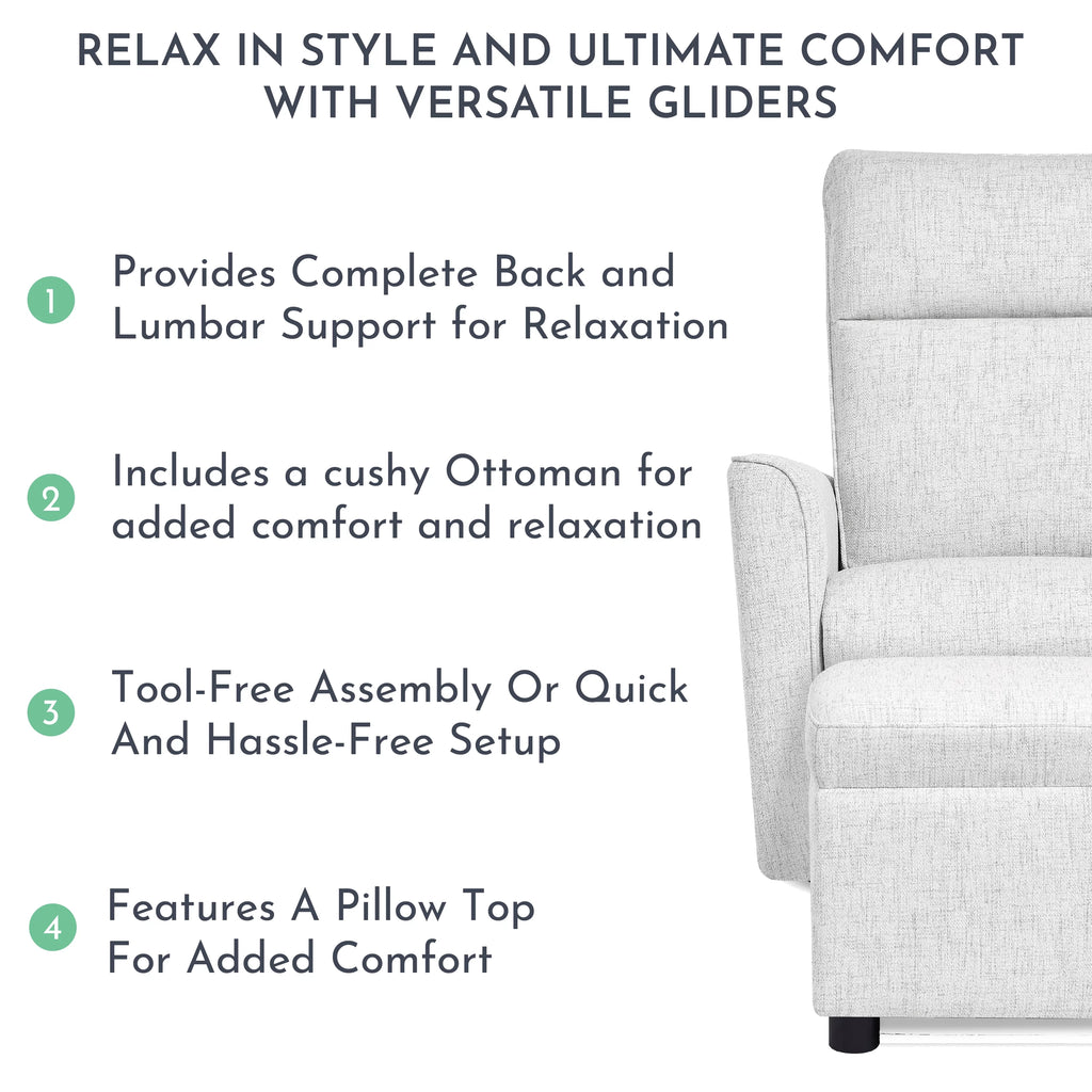 Fog Grey Swivel Glider with Ottoman L407