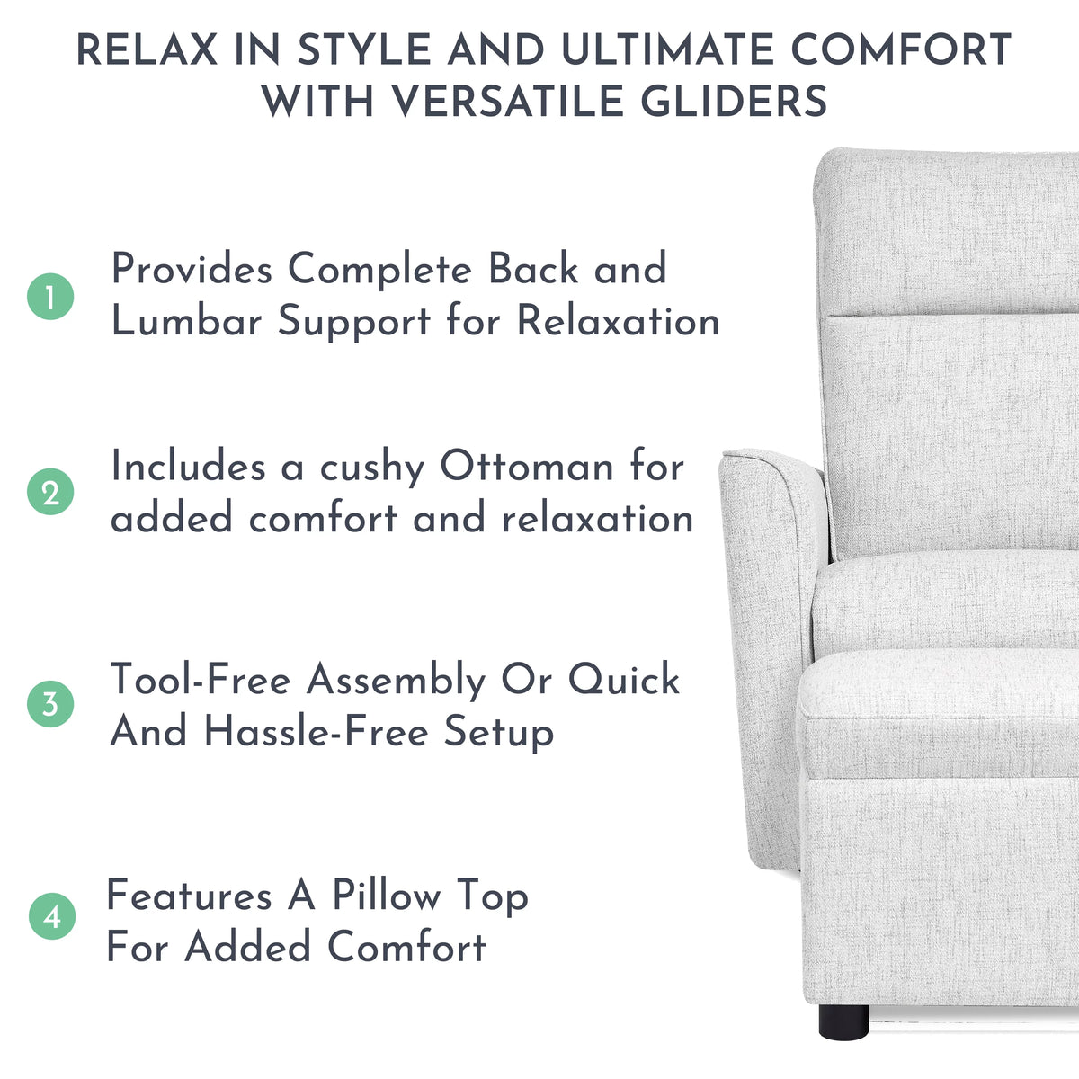 Fog Grey Swivel Glider with Ottoman L407