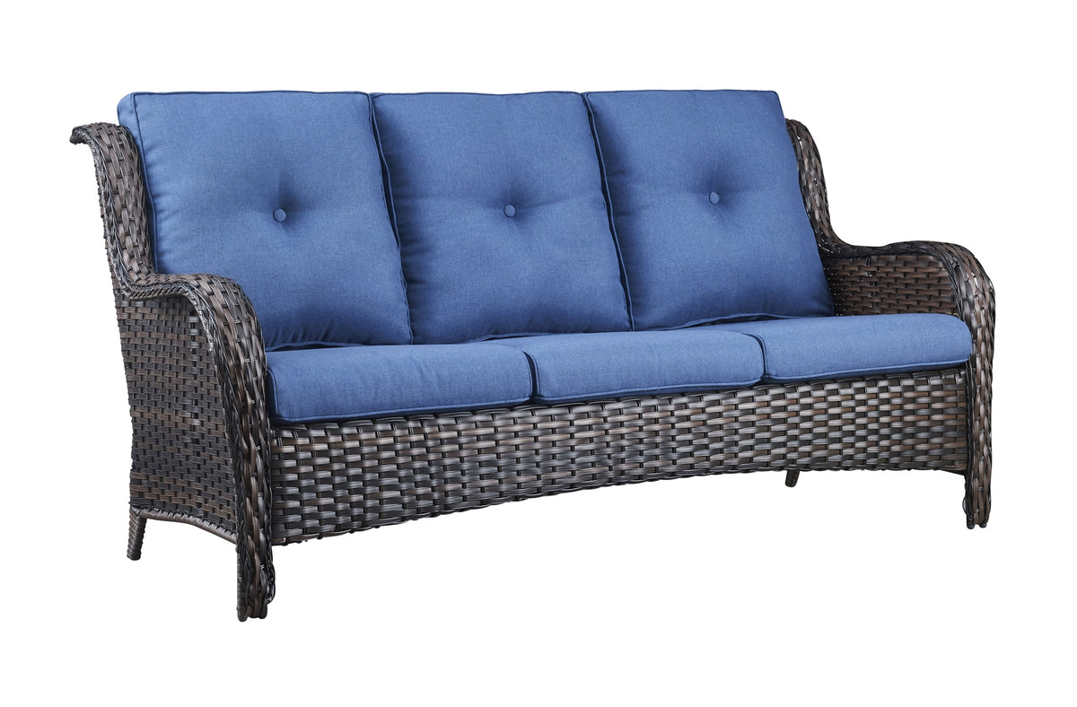 Blue 7 Pcs Outdoor Rattan Patio Furniture Set with Cushion J34636