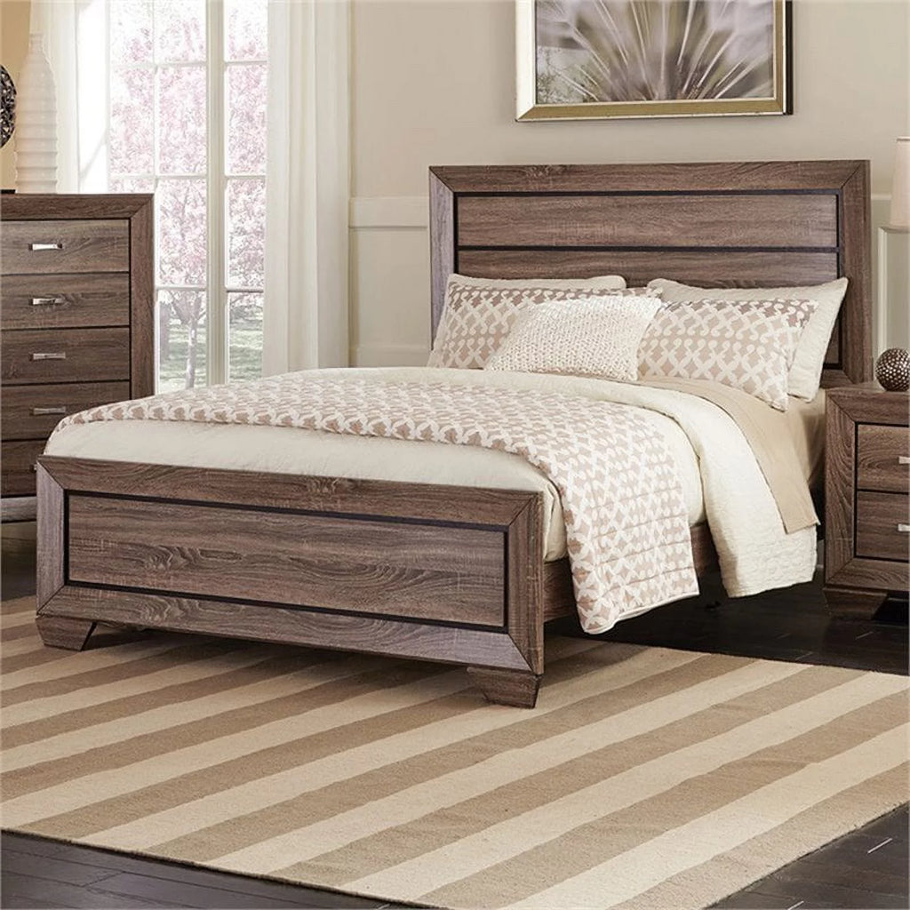 Queen Panel Bed in Washed Taupe M5980