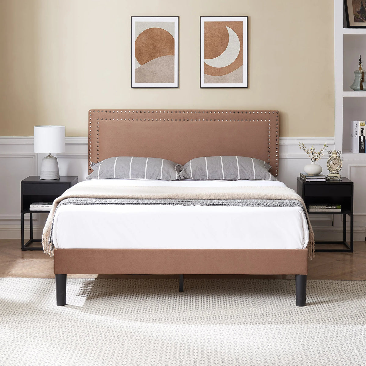 Queen Size Upholstered Platform Bed Frame H6081