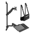 Black Wall-Mount Workstation with Monitor Mount, Keyboard Tray and CPU Holder K179301