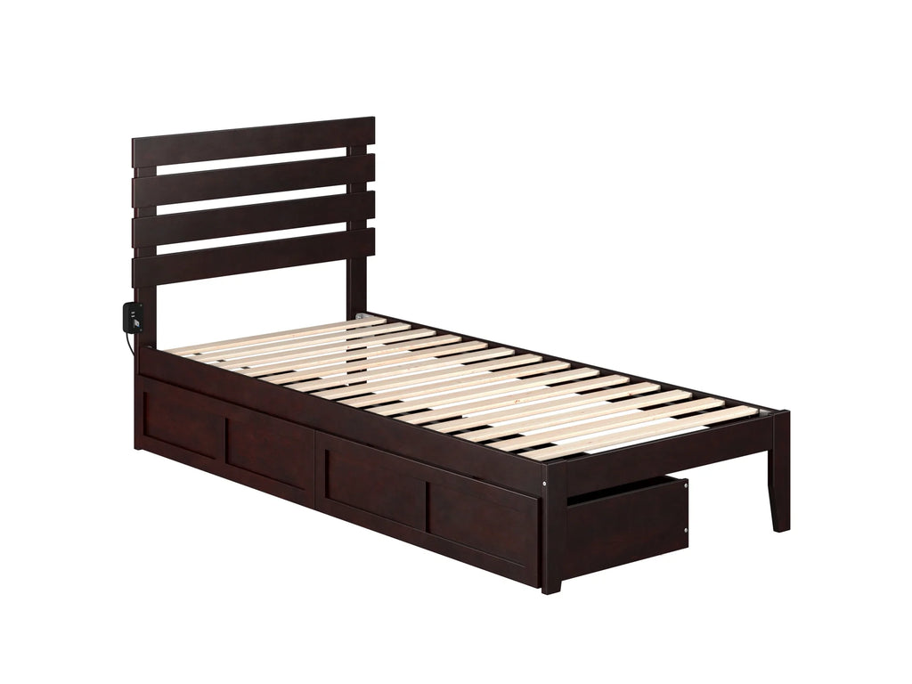 Twin XL Wood Platform Bed Frame with 2 Storage Drawers D738238