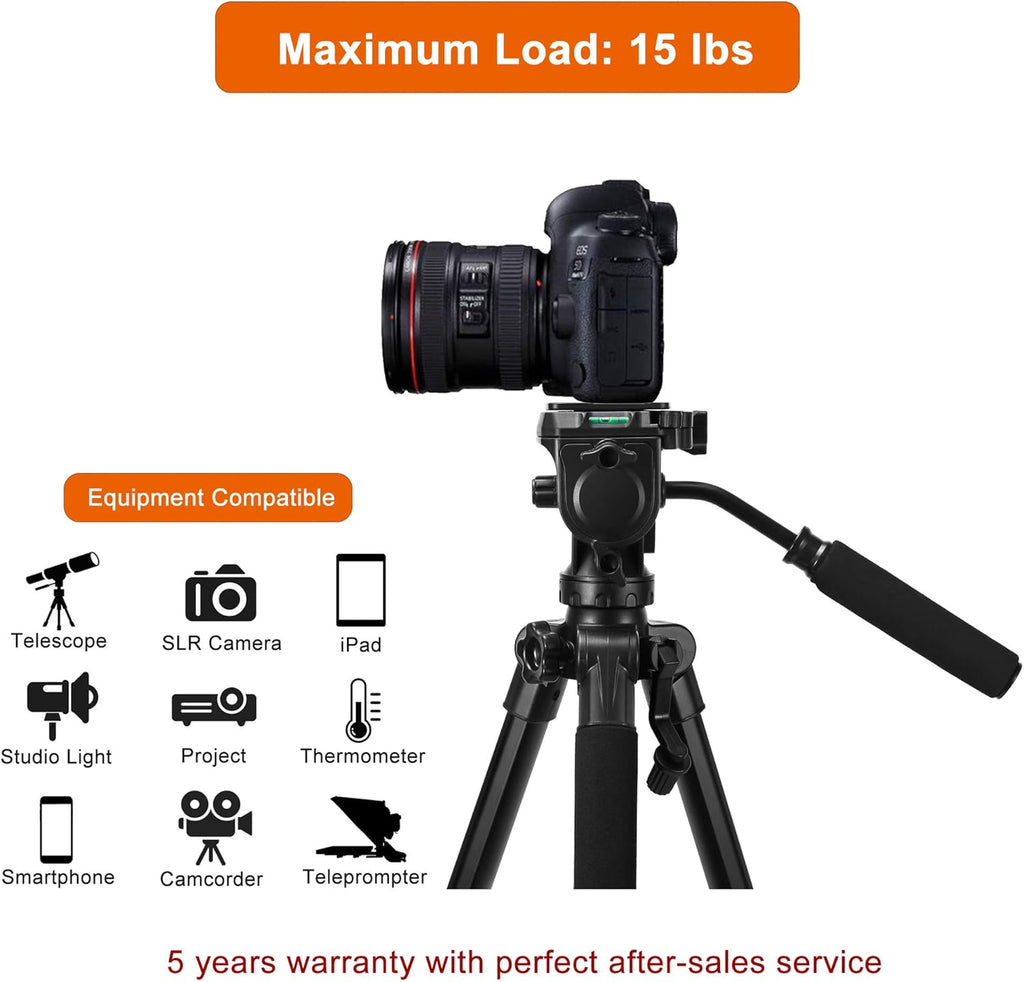 75 inch Tripod with Fluid Head, 2 Quick Release Mounts, Tablet & Phone Mount, Pack of 2 T73157