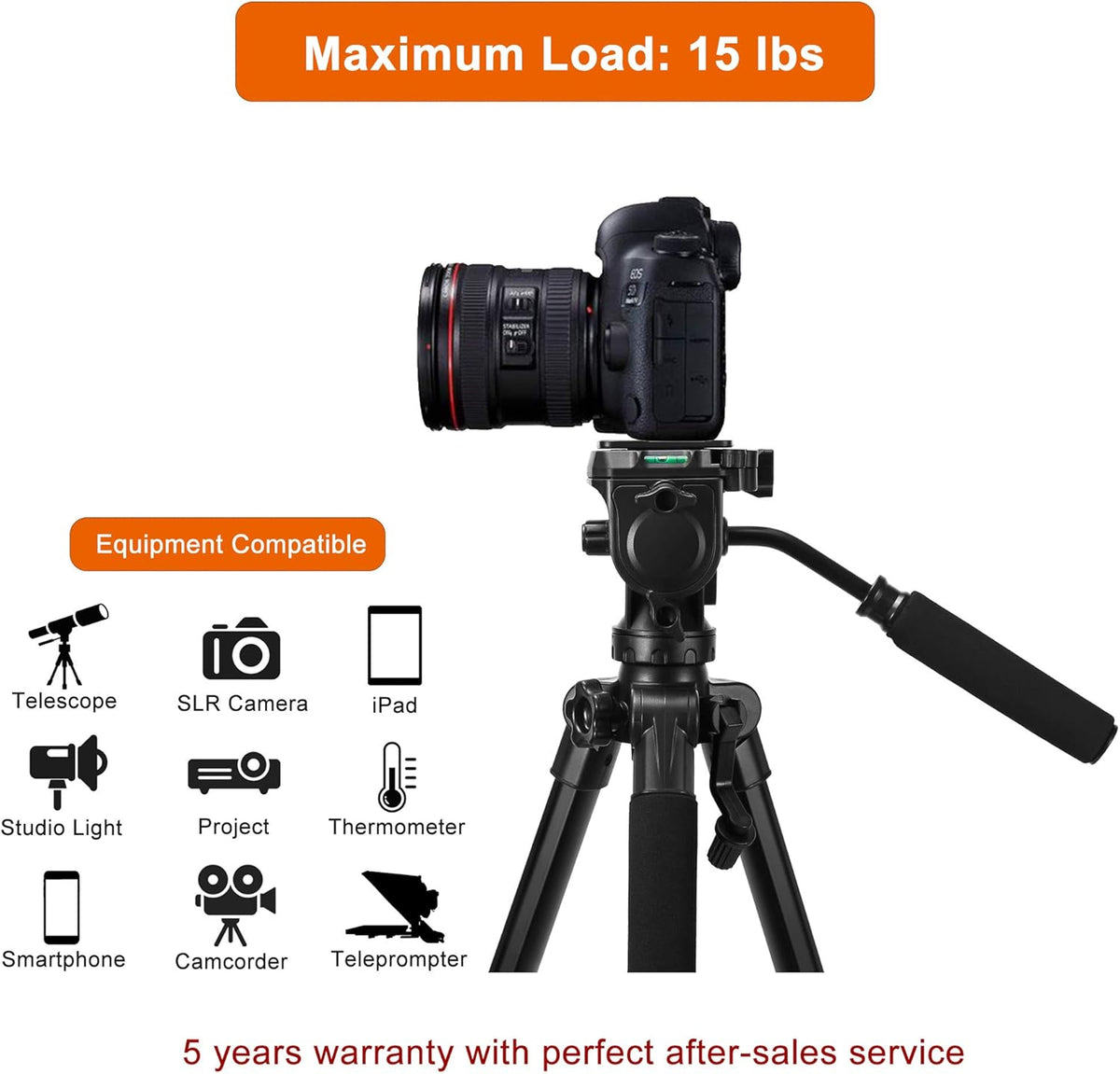 75 inch Tripod with Fluid Head, 2 Quick Release Mounts, Tablet & Phone Mount, Pack of 2 T73157