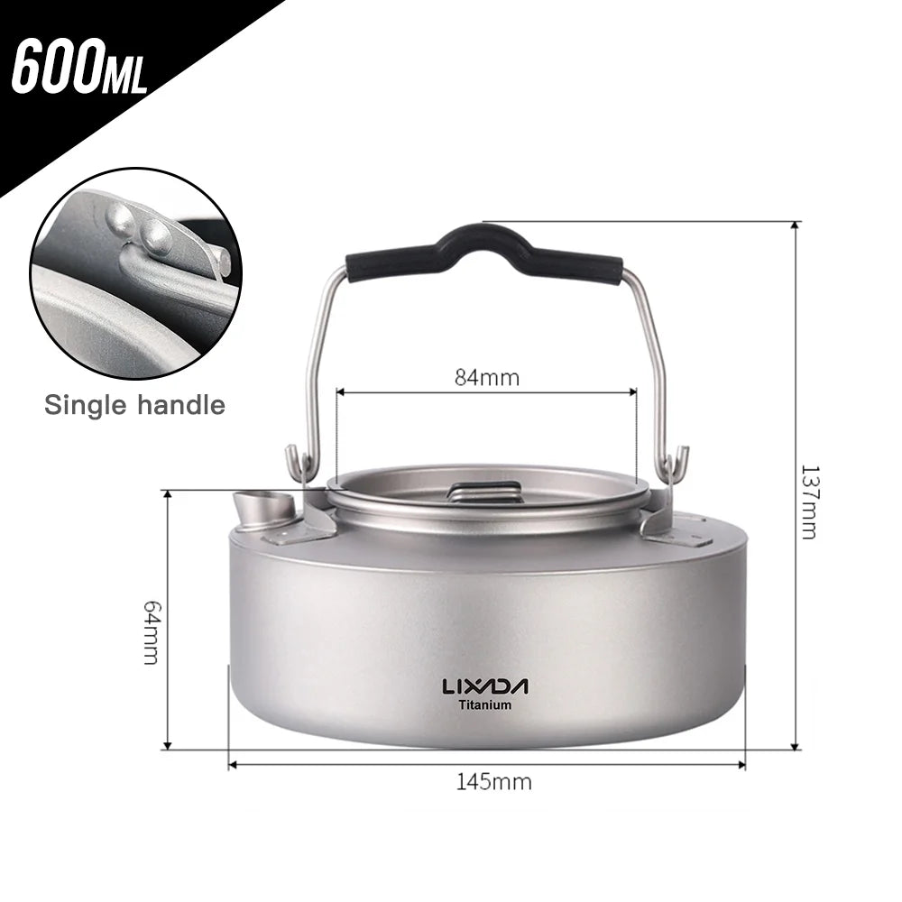 600ml Titanium Tea Pot Kettle Camping Coffee Pot S502