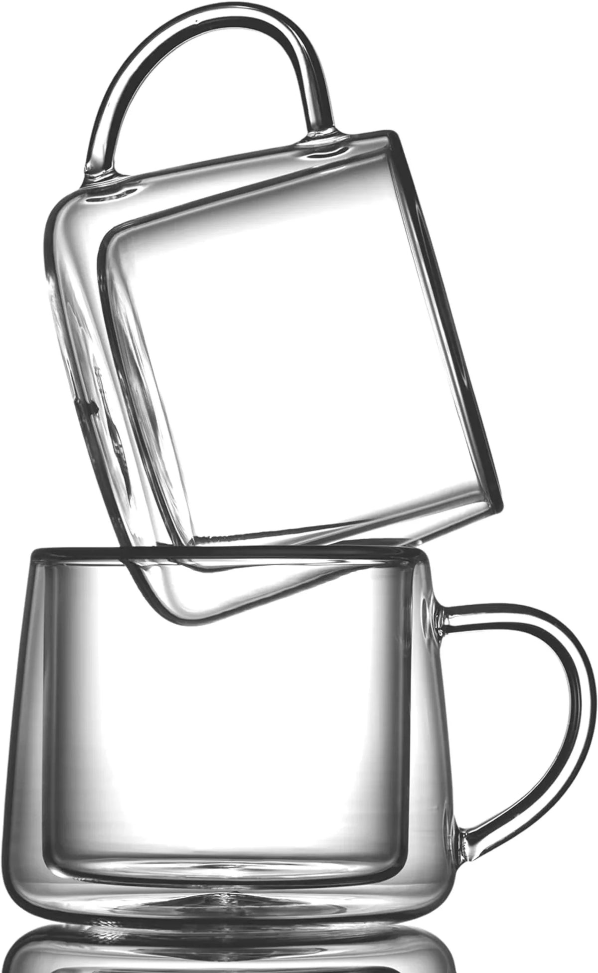 Double-Walled Borosilicate Glass Coffee Mug with Handle Pack of 4 8.5oz W67530