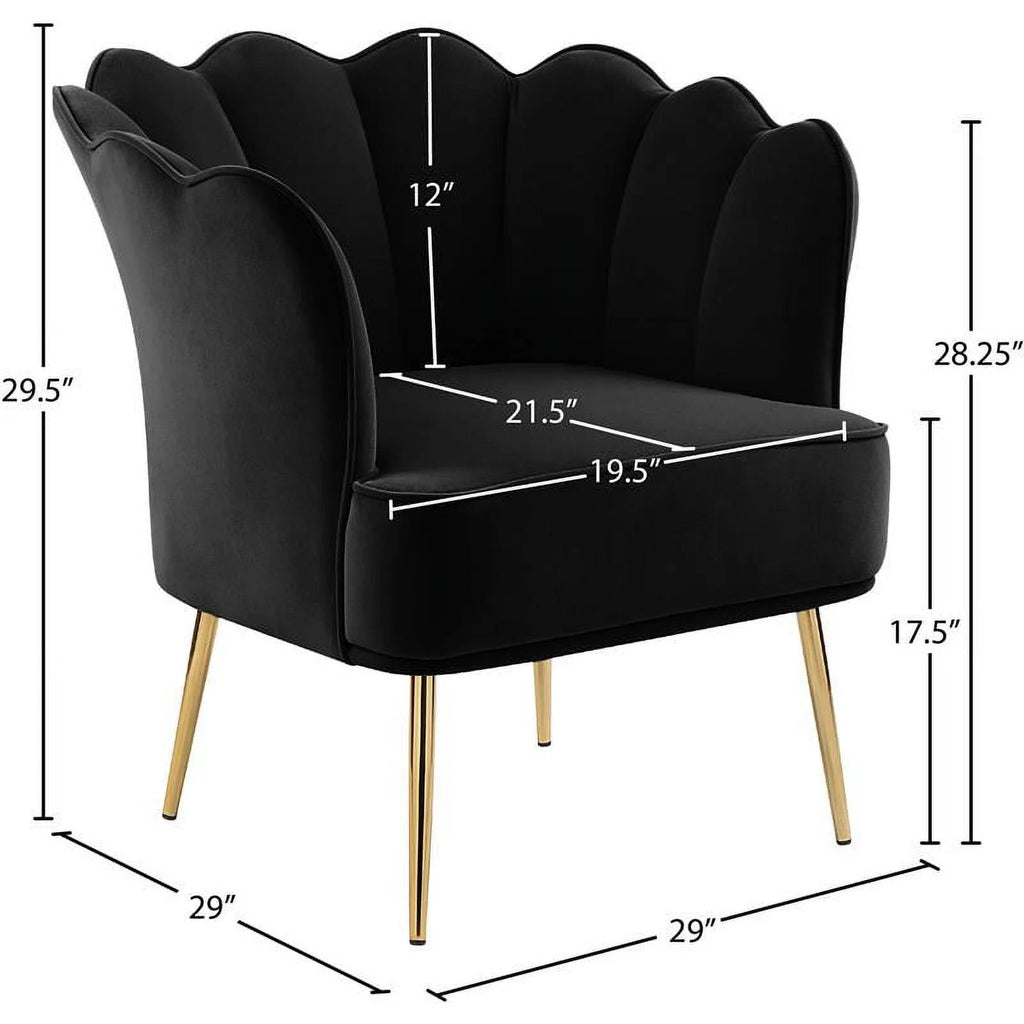 Black Velvet Accent Chair with Gold Iron Legs U13106