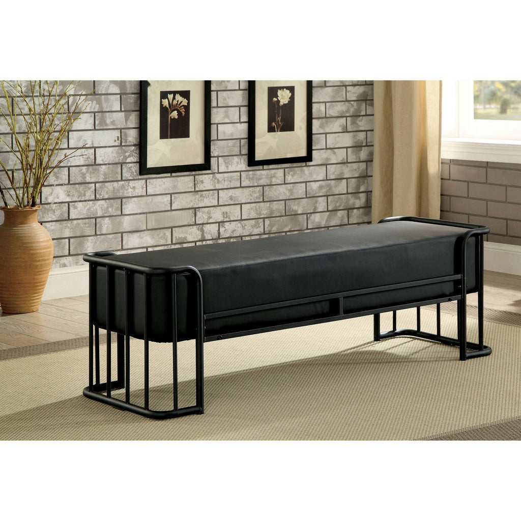 Black Metal Padded Bench F8102