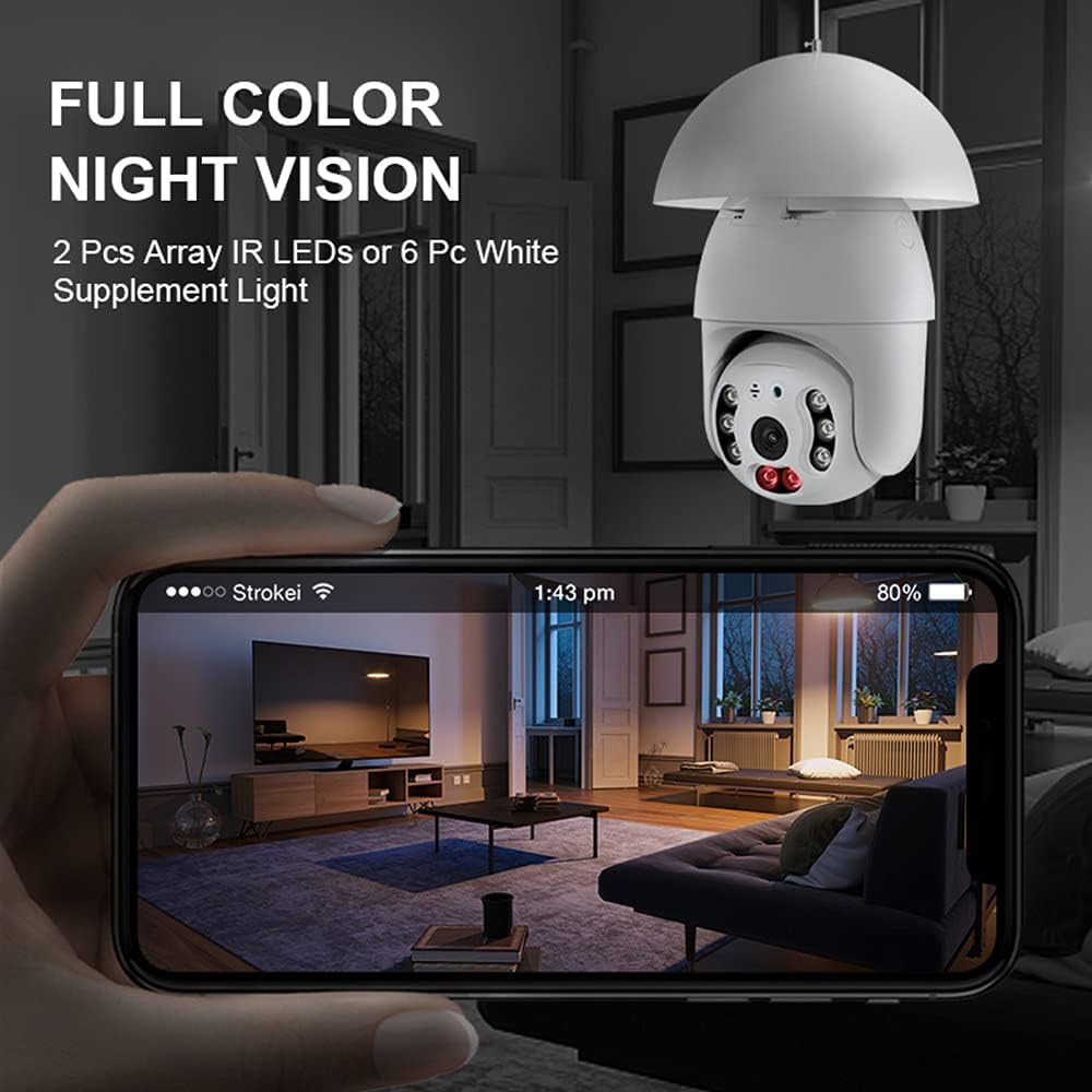 2K 3.0MP Wireless PTZ Security Camera with E27 Bulb Connector B20440