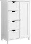 White Wooden Floor Storage Cabinet with 1 Door & 4 Drawer Y1547