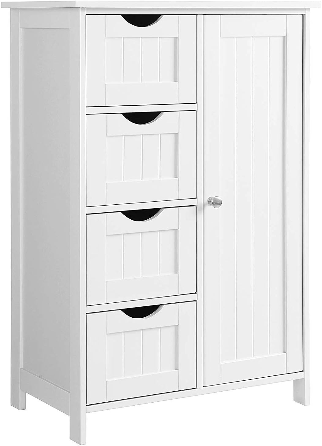 White Wooden Floor Storage Cabinet with 1 Door & 4 Drawer Y1547