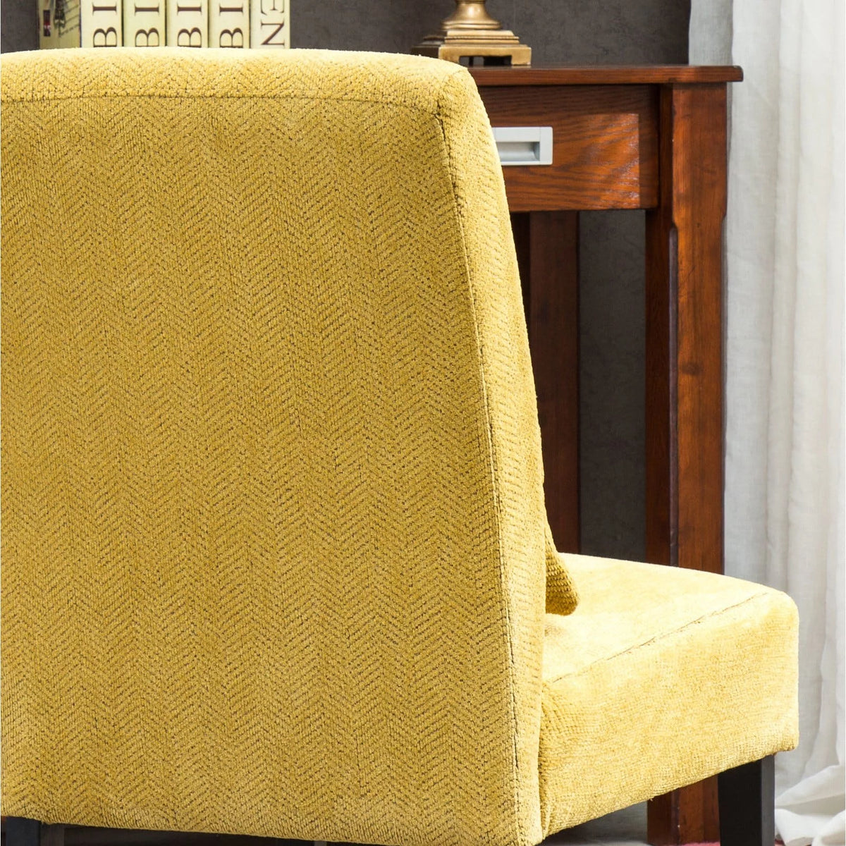 Fabric Armless Accent Chair with Kidney Pillow B633075