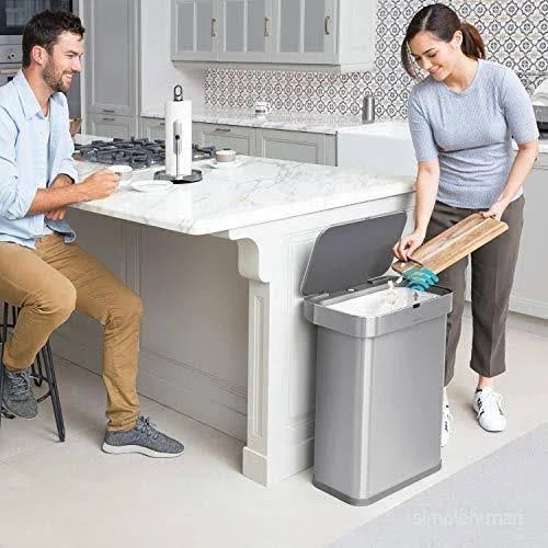 Rose Gold Stainless Steel 58-Liter Rectangular Sensor Trash Can B86781