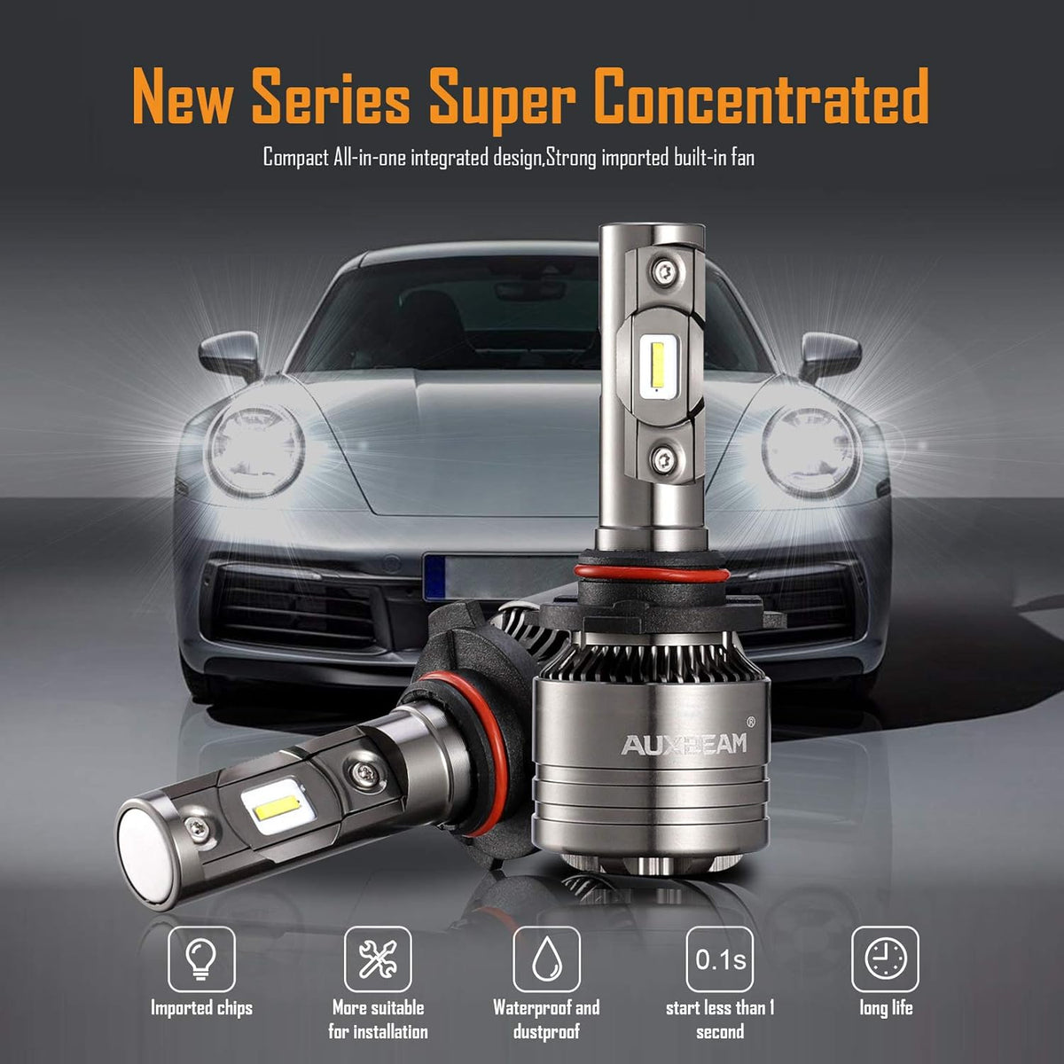 9006 LED Light Bulbs 70W 8000LM 6500K Pure White Pack of 2 C3398