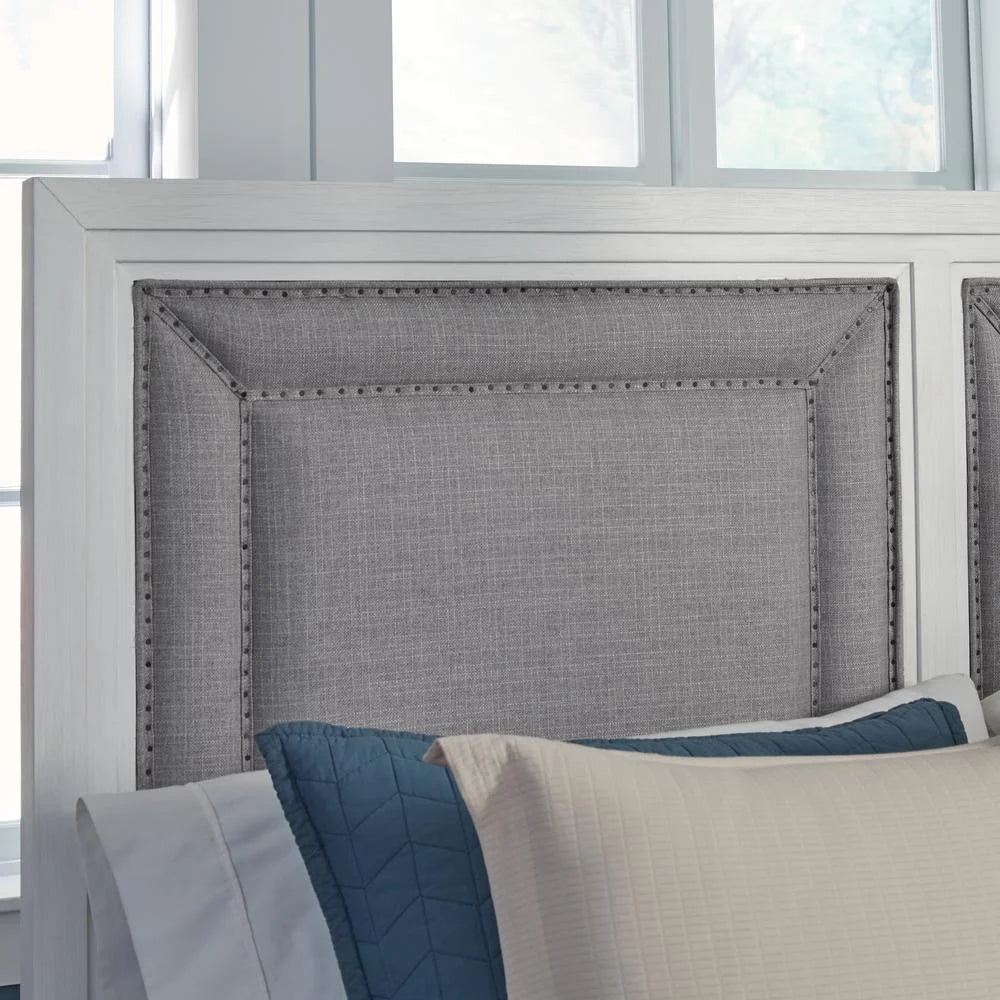 White Wood Queen Upholstered Headboard V2405