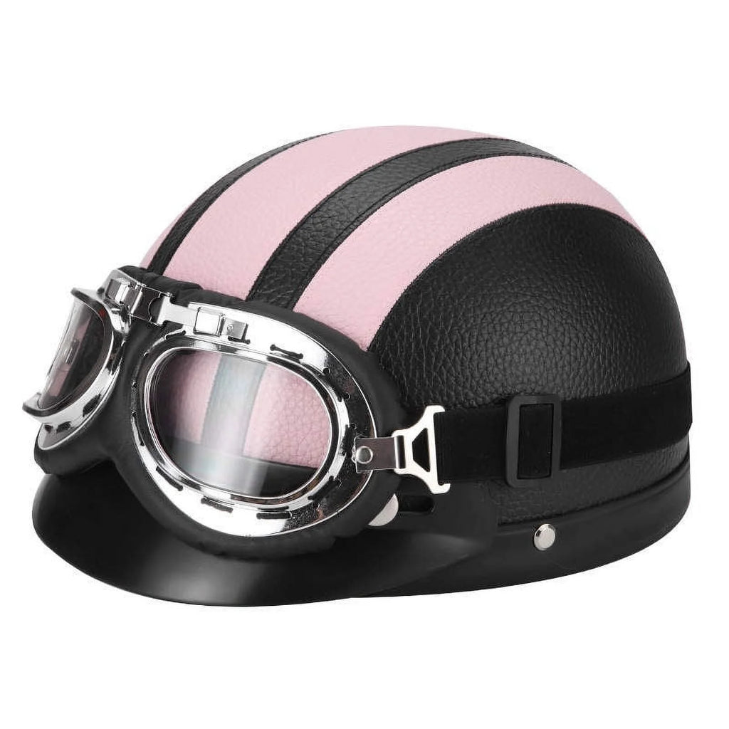 Leather Open Face Motorcycle Helmet A244676