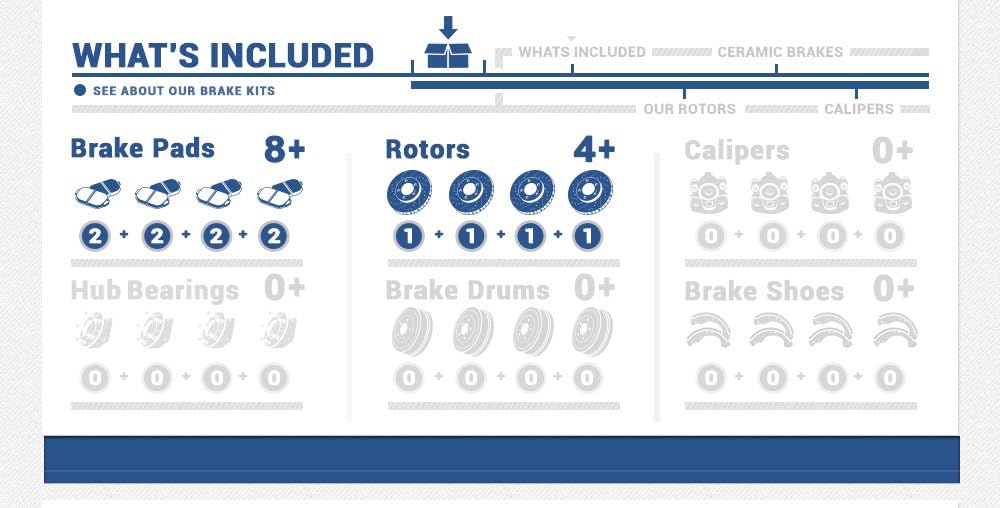 4 Lug Rotors + Ceramic Pads + Clips W7773