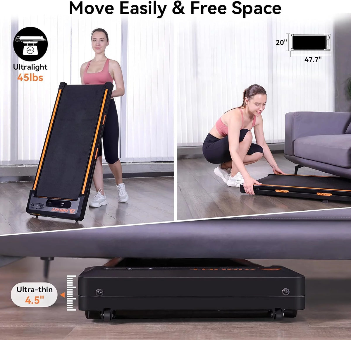 2 in 1 Under Desk Treadmill with Remote Control and LED Display T874338
