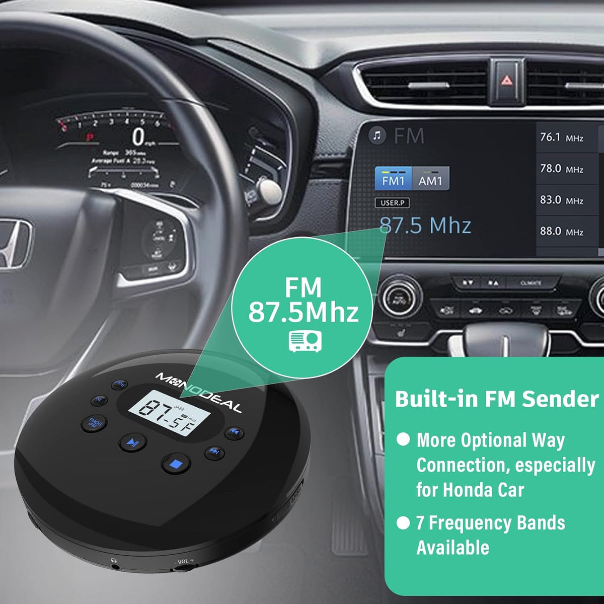 Portable CD Player with FM Transmitter, Anti-Skip Protection, Headphones, Pack of 2 D417