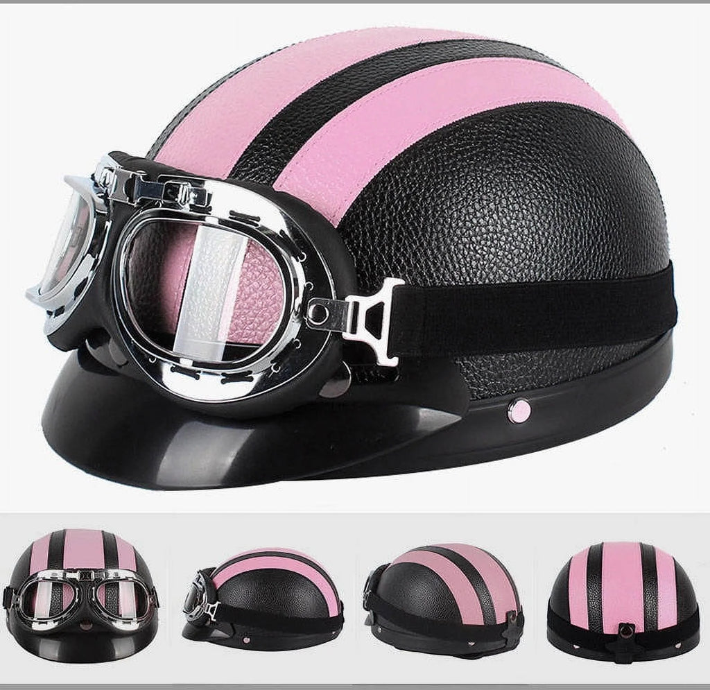 Leather Open Face Motorcycle Helmet A244676