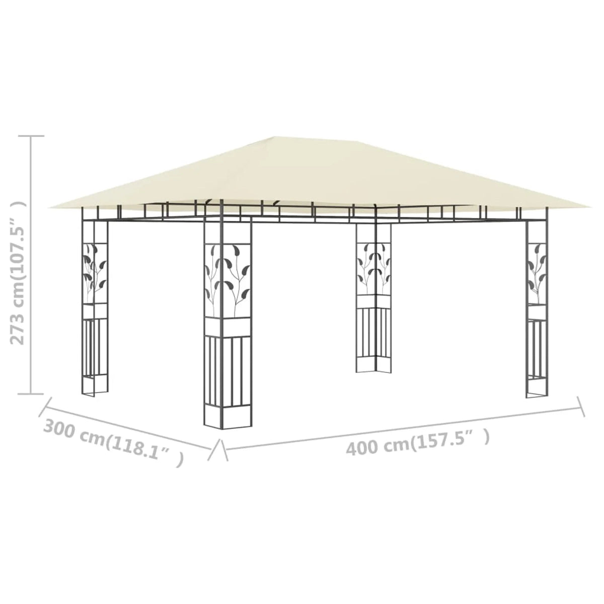 Gazebo with Mosquito Net 13.1'x9.8'x9' Cream B162950