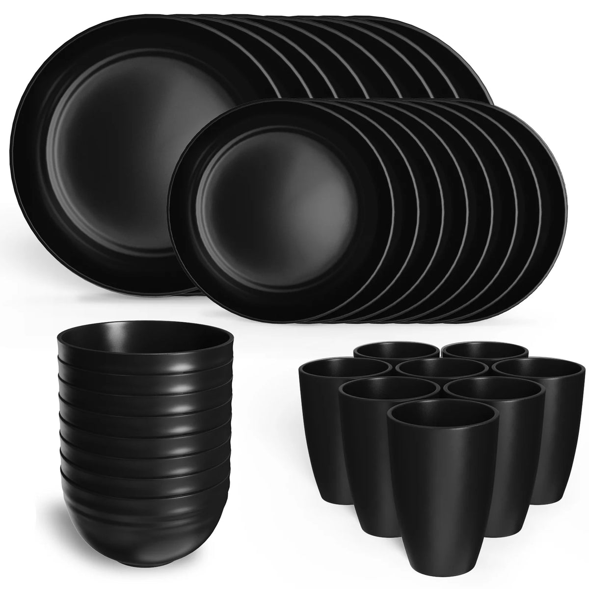Wheat Straw Dinnerware Set for 8, 32 Pc Plastic Plates and Bowls N166